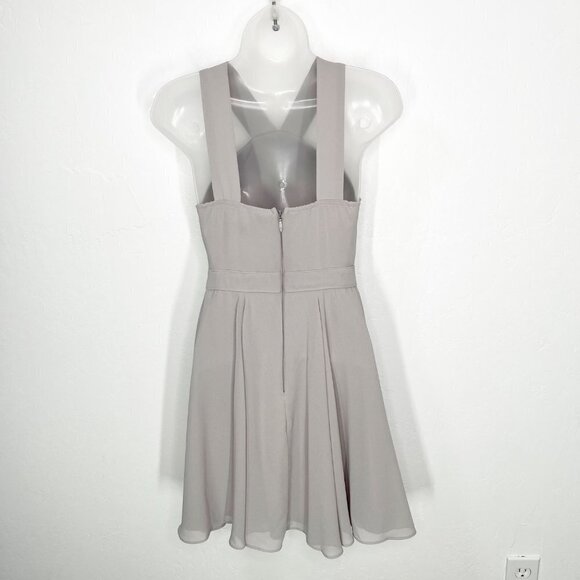 Lulus Forevermore Gray Skater Mini Dres Fit and Flare party Size XS Halter - Picture 8 of 10